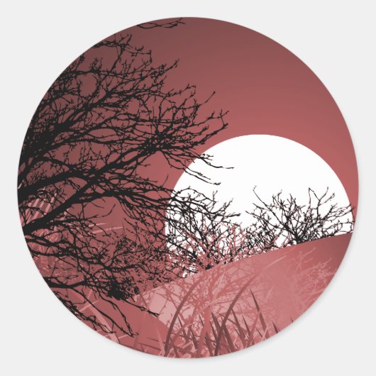 FULL FIELD MOON - RED RONDE STICKER (Voorkant)