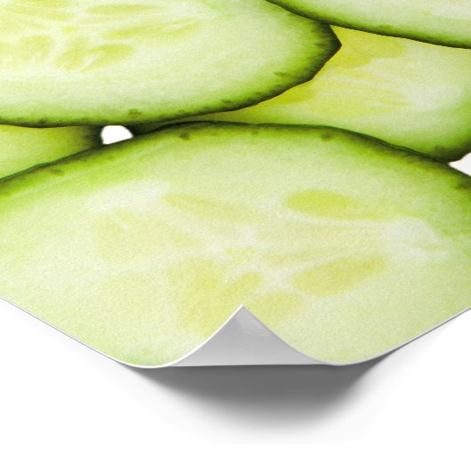 Full frame of sliced cucumber, on white poster (Hoek)