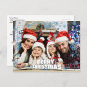 Full Front Photo Snowy Merry Kerstmis Briefkaart (Voorkant / Achterkant)