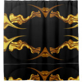 Full Liquid Gold Black Monochrome Christi Moisture Douchegordijn (Voorkant)