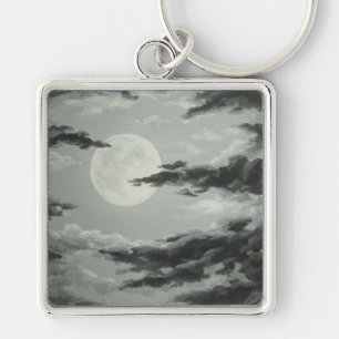 Full Moon and Cloudy Night Sky Sleutelhanger
