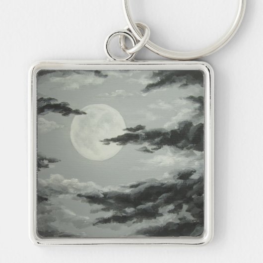 Full Moon and Cloudy Night Sky Sleutelhanger (Voorkant)