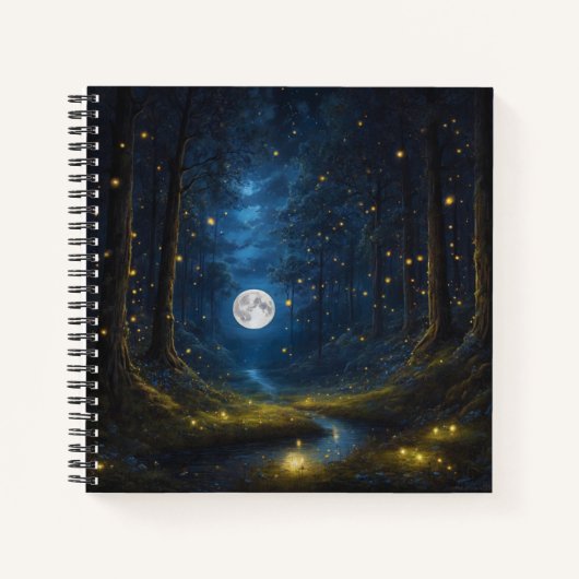 Full Moon and Fireflies Hard Hoesje Journal Notitieboek (Voorkant)