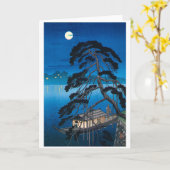 Full Moon and Pine Tree, Koho Shoda, Woodcut Kaart (Gele Bloem)