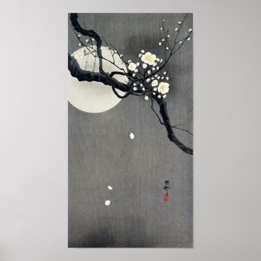 Full Moon and White Plum Blossom, Ohara Koson Poster (Voorkant)