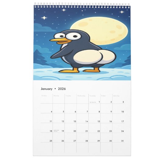 Full Moon Animals 2026 Funny Wall Calendar Kalender (Jan 2026)
