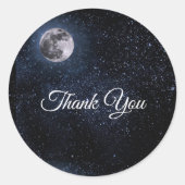 Full Moon Astrology Stars Celestial Blue White Ronde Sticker (Voorkant)