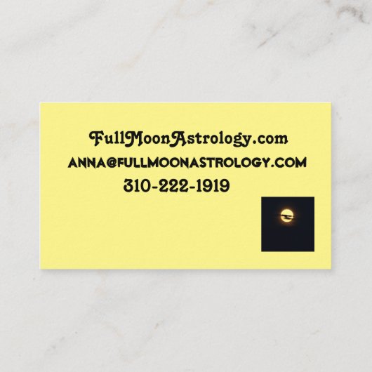 Full Moon Astrology Visitekaartje (Achterkant)