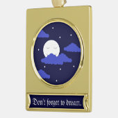 Full Moon at Midnight & Stars: Verguld Banner Ornament (Links)
