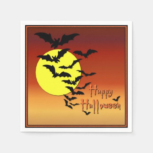 Full Moon Bats Halloween Napkins Servetten (Voorkant)