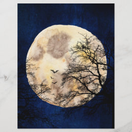 Full Moon & Bats Spooky Scrapbook Paper
