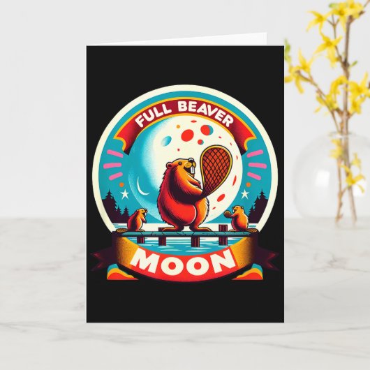 Full Moon Beaver  Kaart (Gele Bloem)