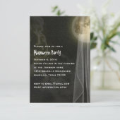 Full Moon Black Night Halloween Party Small Invite Kaart (Staand voorkant)