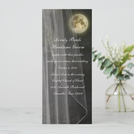 Full Moon Black Night Veil Ball Weddenschap Kaart (Staand voorkant)