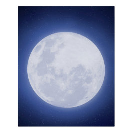 Full Moon Blue Aura Glossy Poster