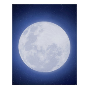 Full Moon Blue Aura Glossy Poster