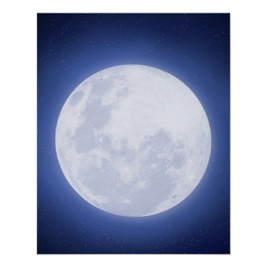 Full Moon Blue Aura Glossy Poster (Voorkant)