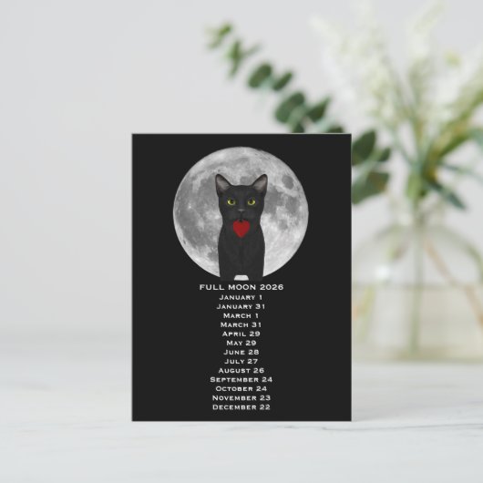 Full Moon  Cat 2026  Postcard Briefkaart (Staand voorkant)