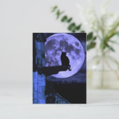 Full Moon Cat Briefkaart (Staand voorkant)