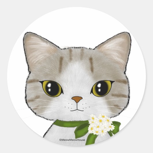 Full Moon Cat Ronde Sticker (Voorkant)