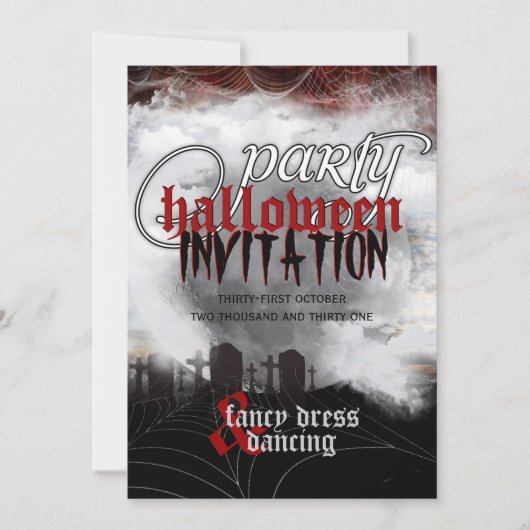 Full Moon Cemetery Droom Halloweenfeest Uitnodigin Kaart (Voorkant)