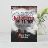 Full Moon Cemetery Droom Halloweenfeest Uitnodigin Kaart (Staand voorkant)