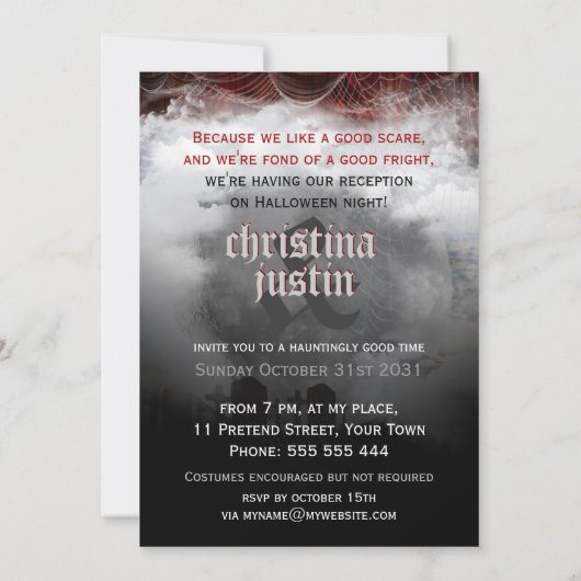 Full Moon Cemetery Droom Halloweenfeest Uitnodigin Kaart (Achterkant)