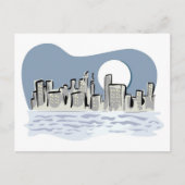 Full Moon City Skyline Briefkaart (Voorkant)