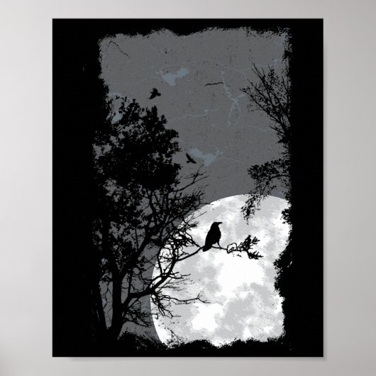 Full Moon Crow Gloomy Forest Costume Geweldige Hal Poster (Voorkant)