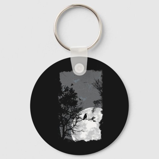 Full Moon Crow Gloomy Forest Costume Geweldige Hal Sleutelhanger (Voorkant)