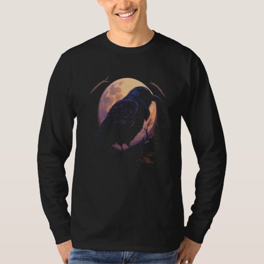 Full Moon Crow Raven Flying Bird Halloween 1 T-shirt (Voorkant)