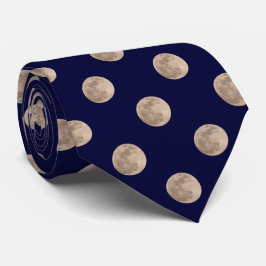 Full Moon Dark Navy Blue Polka Dot Stropdas