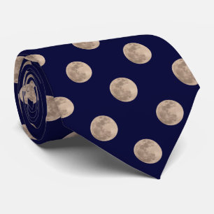 Full Moon Dark Navy Blue Polka Dot Stropdas