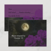 Full Moon Deep Paarse Ghost Rozen RSVP Kaartje (Voorkant / Achterkant)