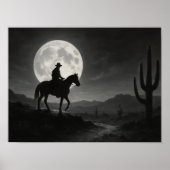 Full Moon Desert Print - Silver Night Western (Voorkant)