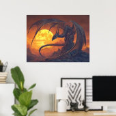Full Moon Dragon Fantasy Poster (Thuiskantoor)