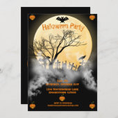 Full Moon en Haunted Cemetery Halloween Kaart (Voorkant / Achterkant)