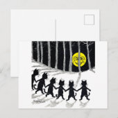 Full moon en Katten, Louis Wain Briefkaart (Voorkant / Achterkant)