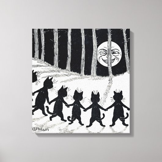 Full moon en Katten, Louis Wain Canvas Afdruk (Voorkant)