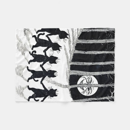 Full moon en Katten, Louis Wain Fleece Deken (Voorkant (Horizontaal))