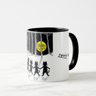 Full moon en Katten, Louis Wain Mok