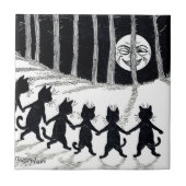 Full moon en Katten, Louis Wain Tegeltje (Voorkant)
