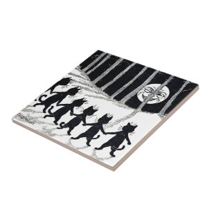 Full moon en Katten, Louis Wain Tegeltje