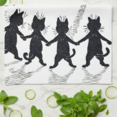 Full moon en Katten, Louis Wain Theedoek (Gevouwen)