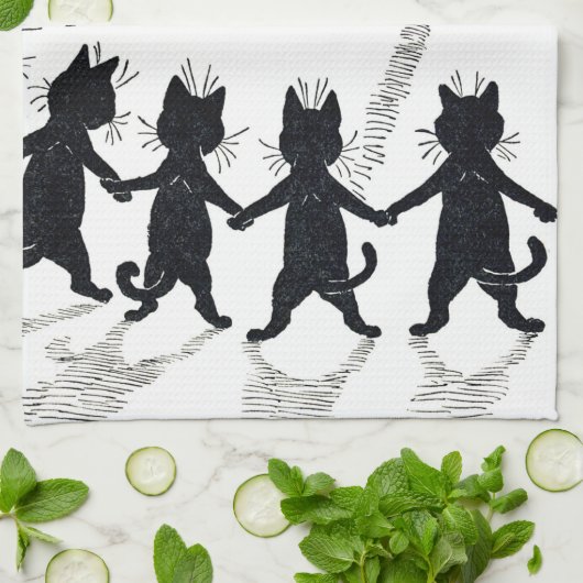 Full moon en Katten, Louis Wain Theedoek (Gevouwen)