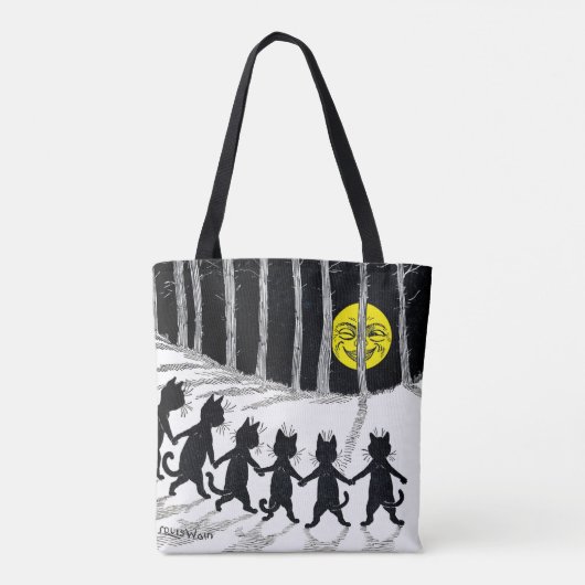 Full moon en Katten, Louis Wain Tote Bag (Achterkant)