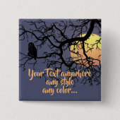 Full Moon en Owl Silhouette Vierkante Button 5,1 Cm (Voorkant)