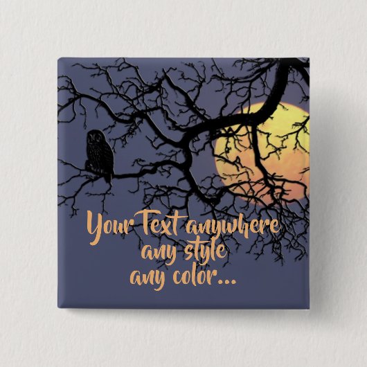 Full Moon en Owl Silhouette Vierkante Button 5,1 Cm (Voorkant)