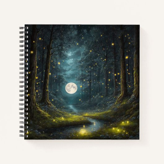 Full Moon & Fireflies Hard Hoesje Journal Notitieboek (Voorkant)