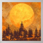 Full Moon Forest Waterverf Poster (Voorkant)